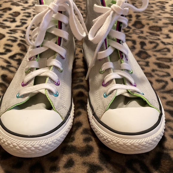 2 for $40 CONVERSE ALL STAR Shoes DOUBLE TONGUE POLKA DOT GREY Unisex Size 5 - Picture 6 of 10